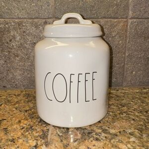 RAE DUNN Wide Base Ceramic Coffee Canister with Lid EUC